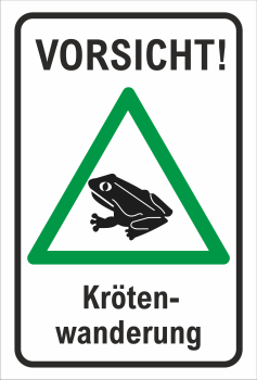 Hinweisschild "Vorsicht Krötenwanderung" Tierschutz